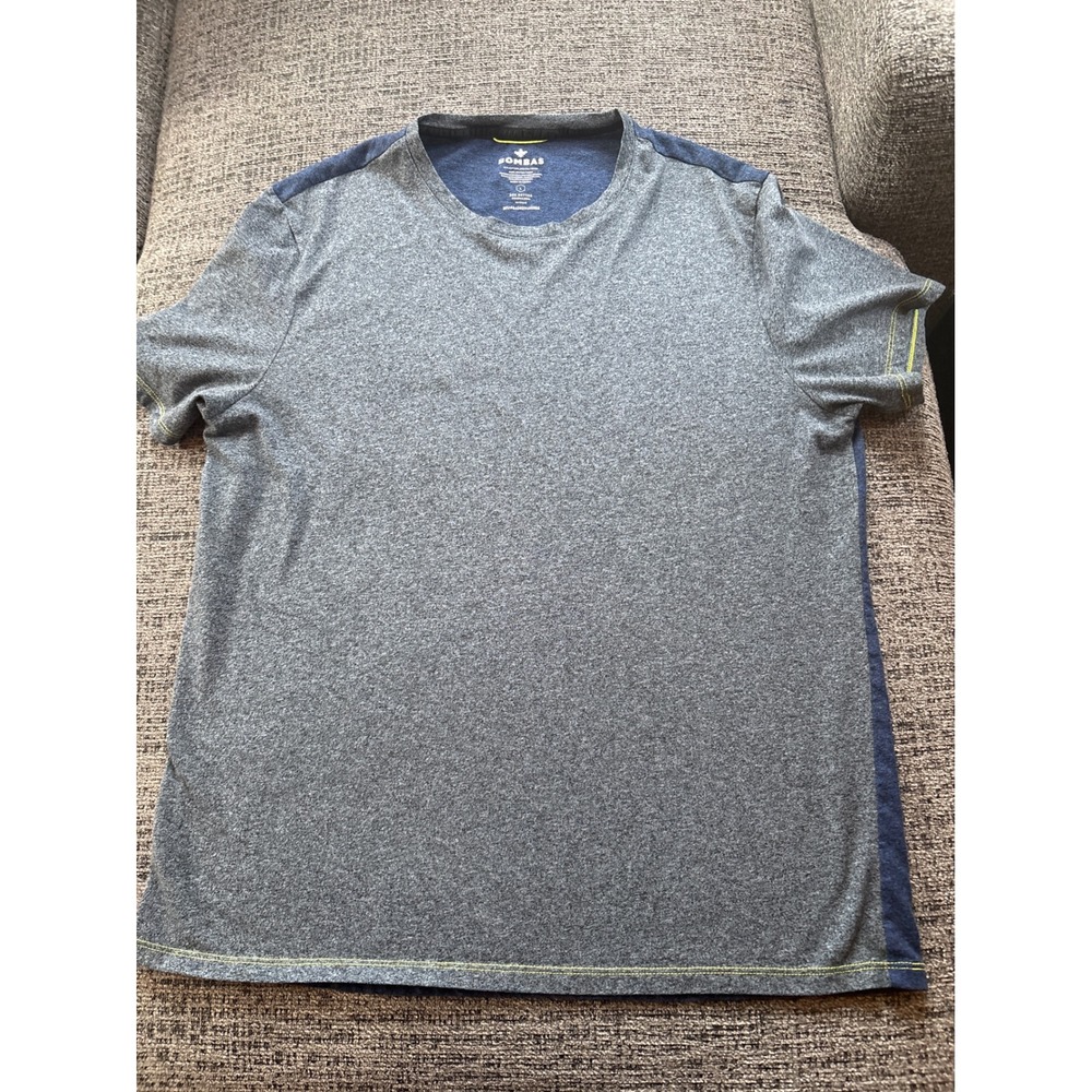 BOMBAS Heathered‎ Grey Blue Performance Short Sleeve T-Shirt Men's Size L